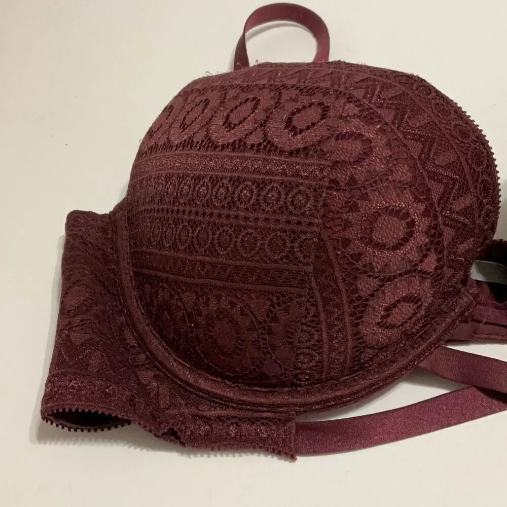 Aerie Burgundy Lace Bra, 36 D